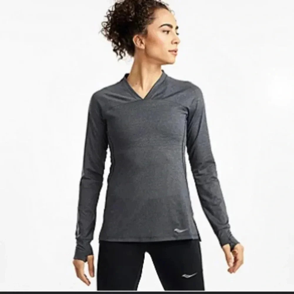 Saucony Women’s Overlook Long Sleeve Athletic Running Shirt Thumb Hole Small EUC